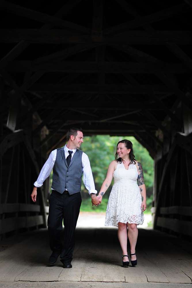 Covered bridge wedding photos