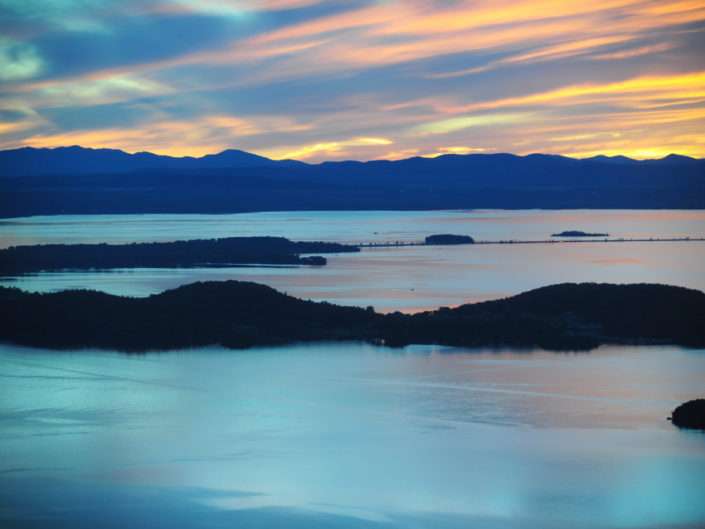 Lake Champlain Aerial Sunset Photo