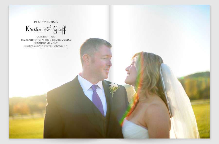 Vermont Photographer David Seaver's wedding photos from the Shelburne Museum are featured in Vermont Bride Magazine.